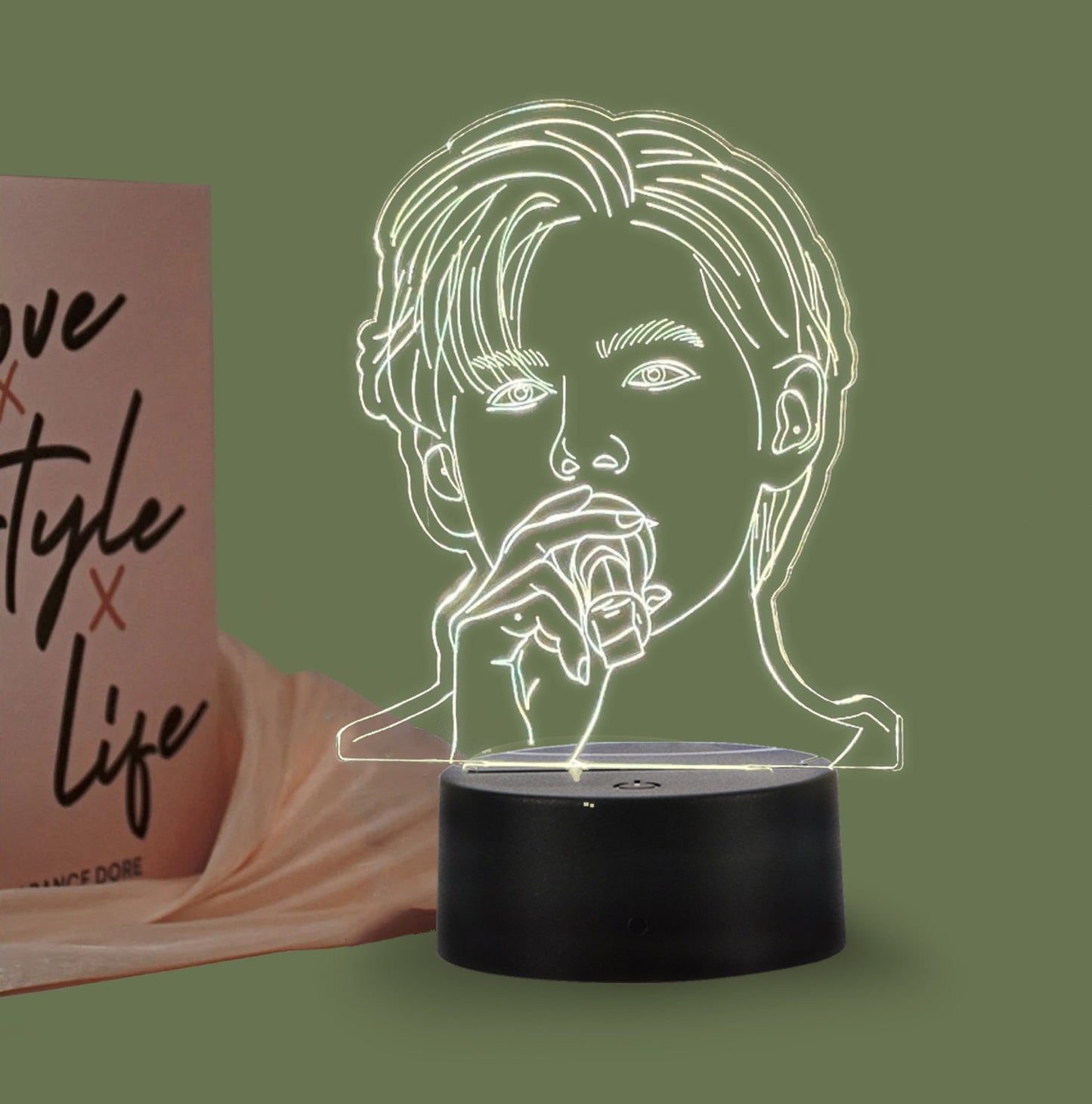 V Kim Taehyung BTS Face Sketch LED Night Light